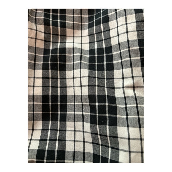 LOFT button down shirt, black/gray checks, ruffles at collar, front and sleeves - Picture 4 of 7